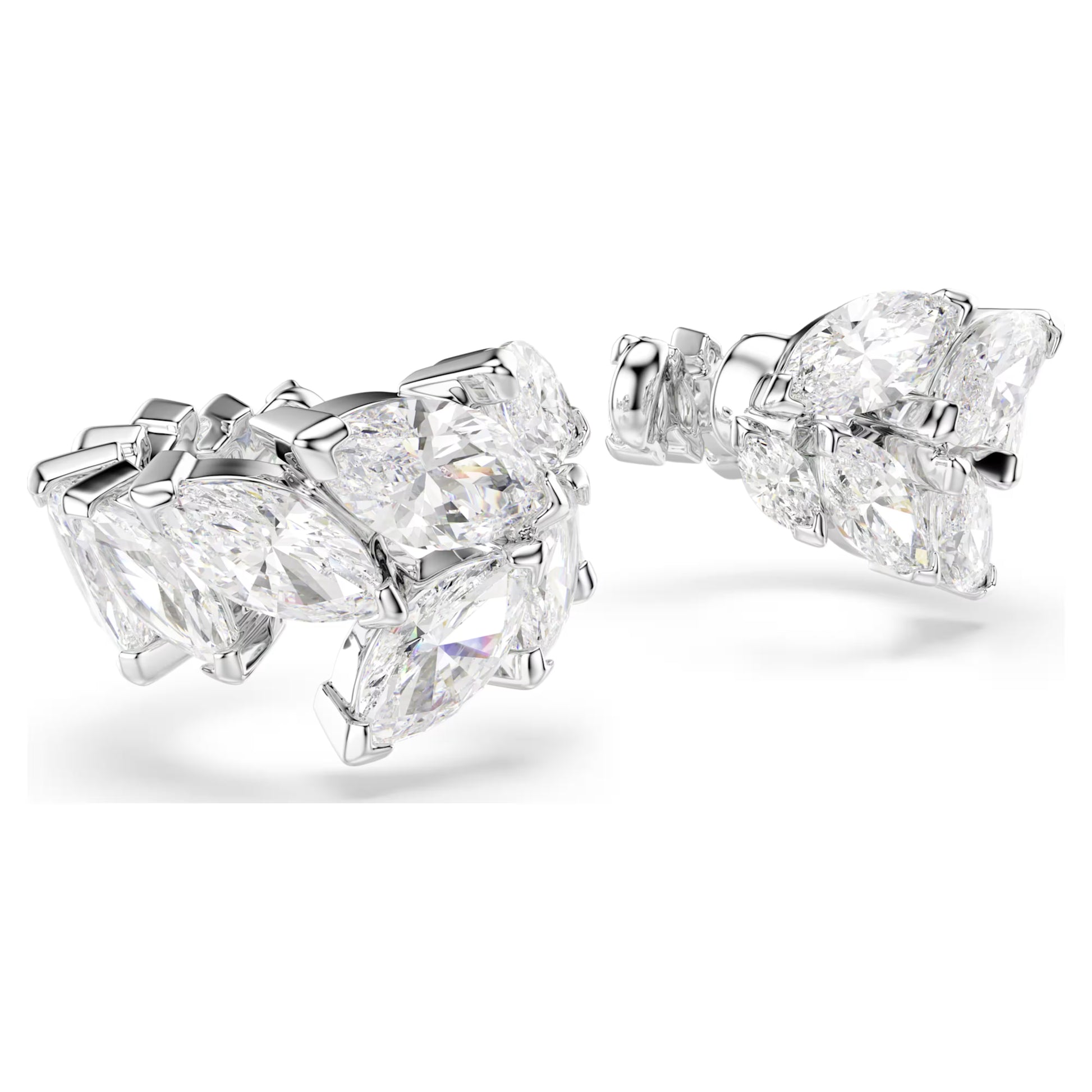 Swarovski Mesmera Ear Cuff Earrings with Marquise-Cut White Crystal in Rhodium Silver