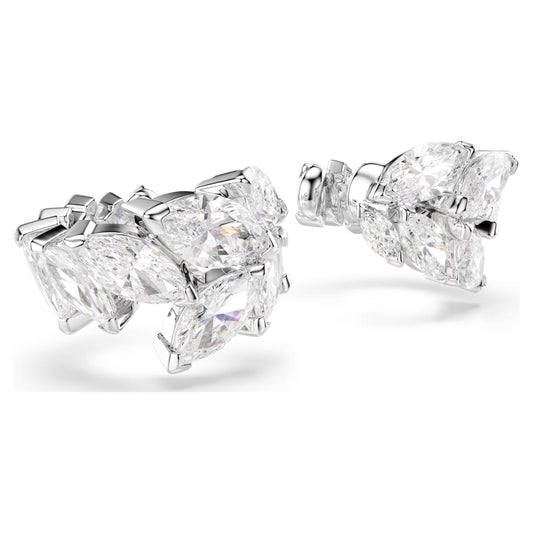 Swarovski Mesmera Ear Cuff Earrings with Marquise-Cut White Crystal in Rhodium Silver