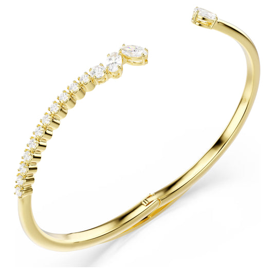 Swarovski Mesmera Open Bangle with Mixed-Cut White Crystal in Gold