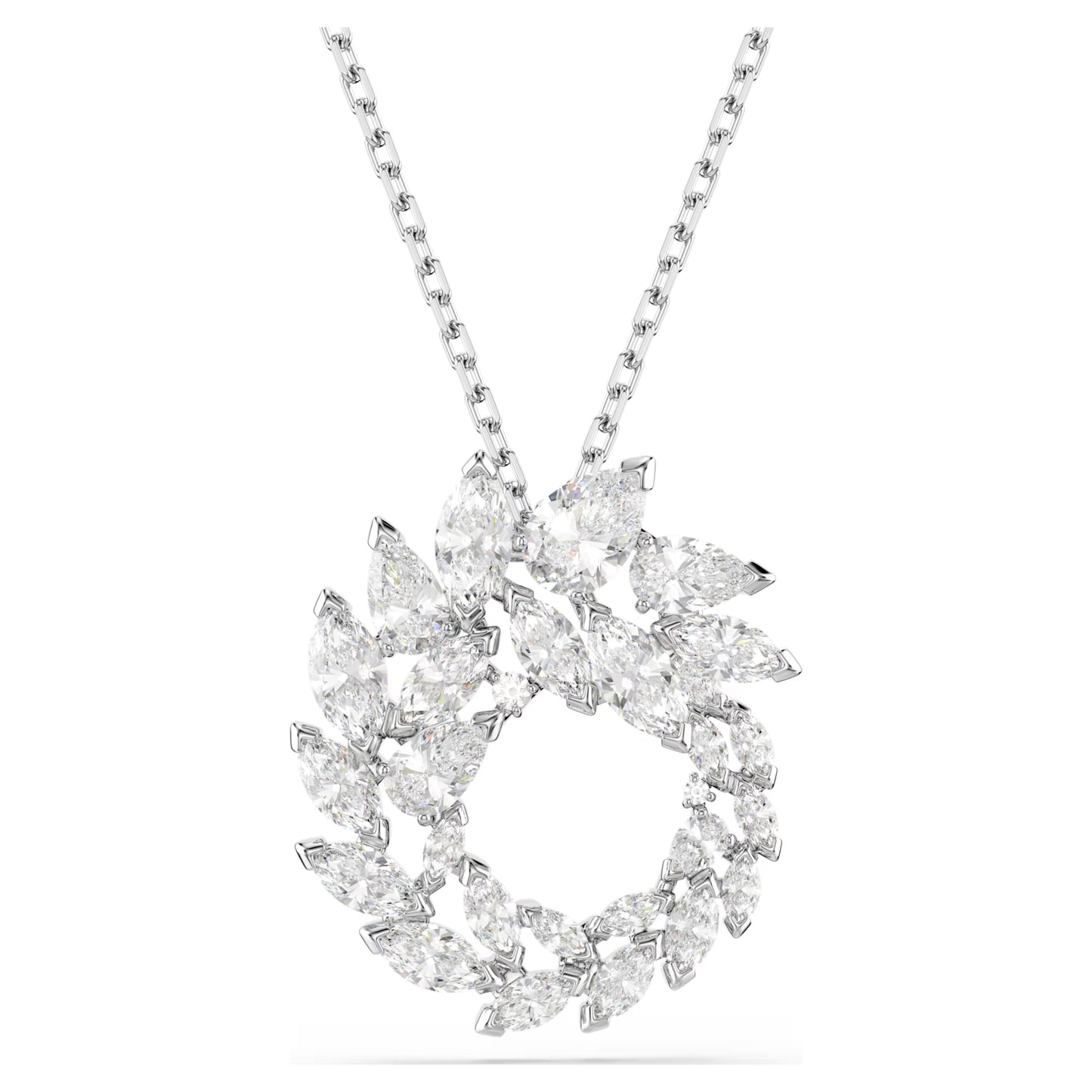 Swarovski Mesmera Pendant Necklace with Marquise-Cut White Crystal in Rhodium Silver