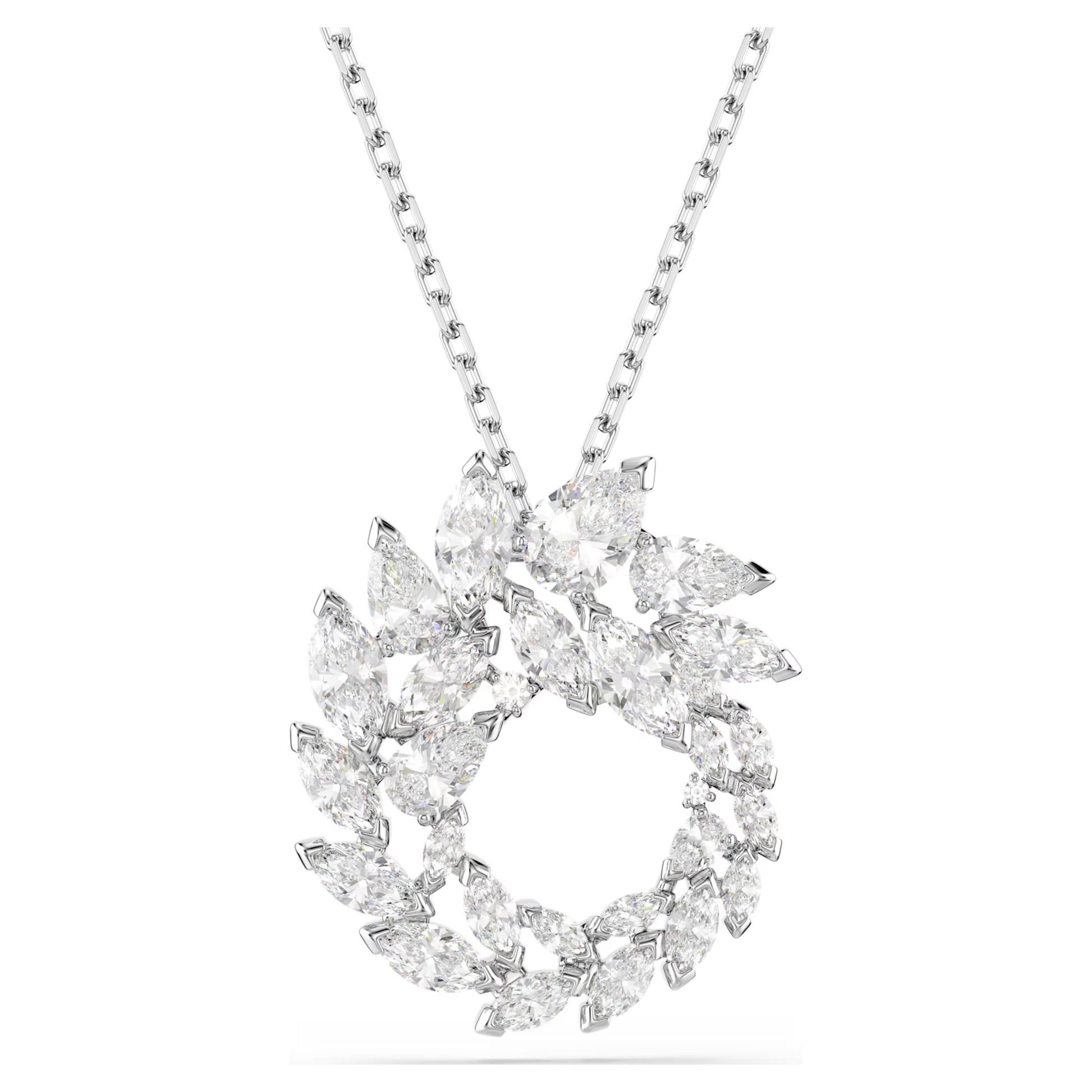 Swarovski Mesmera Pendant Necklace with Marquise-Cut White Crystal in Rhodium Silver