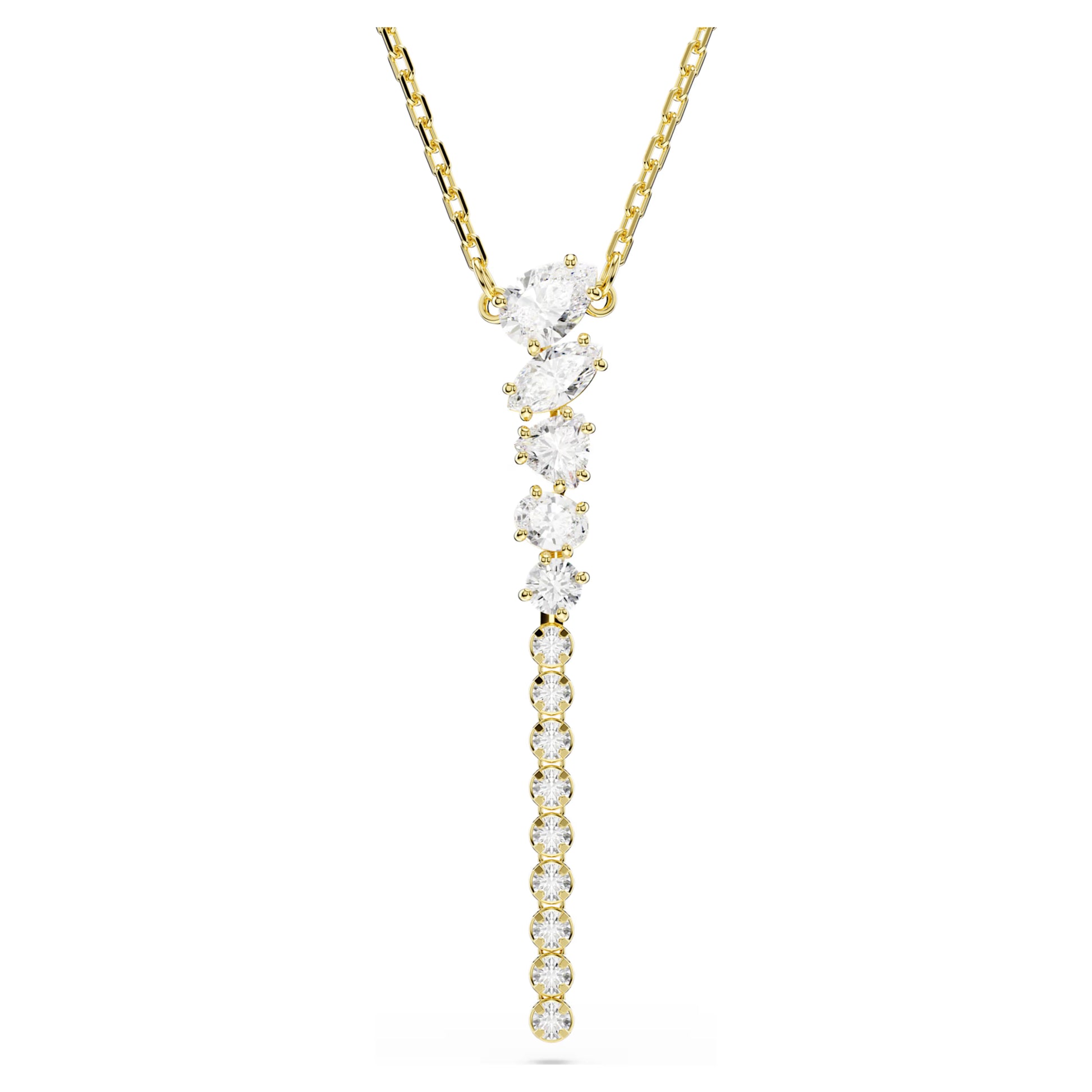 Swarovski Mesmera Y Necklace with Mixed-Cut White Crystal in Gold