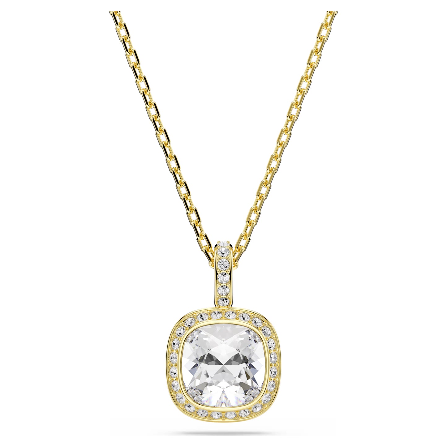 Swarovski Una Angelic Pendant Necklace with Cushion-Cut White Crystal in Gold