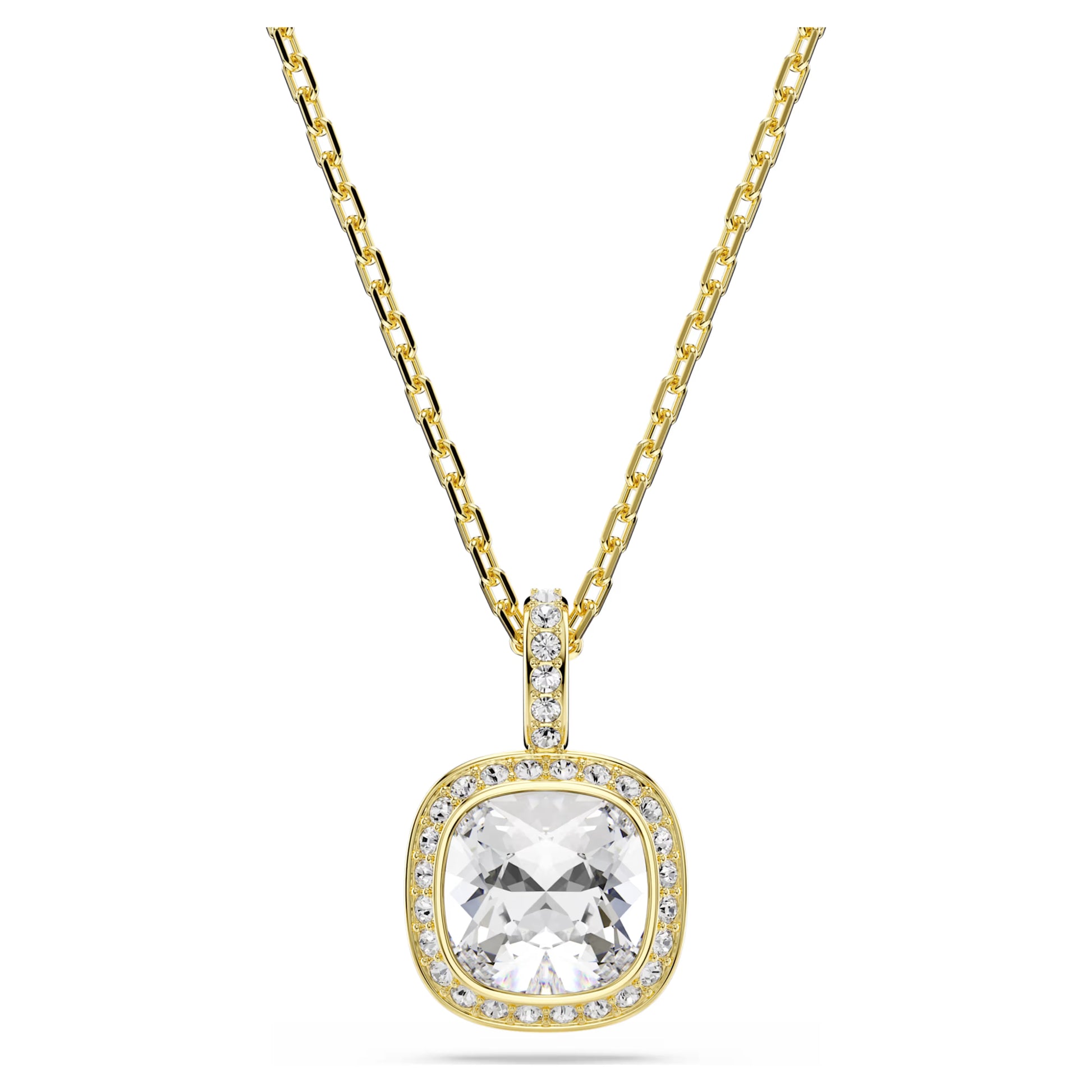 Swarovski Una Angelic Pendant Necklace with Cushion-Cut White Crystal in Gold