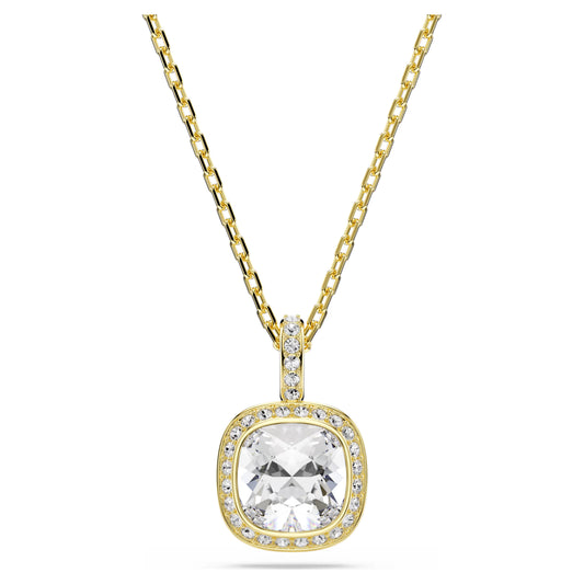 Swarovski Una Angelic Pendant Necklace with Cushion-Cut White Crystal in Gold