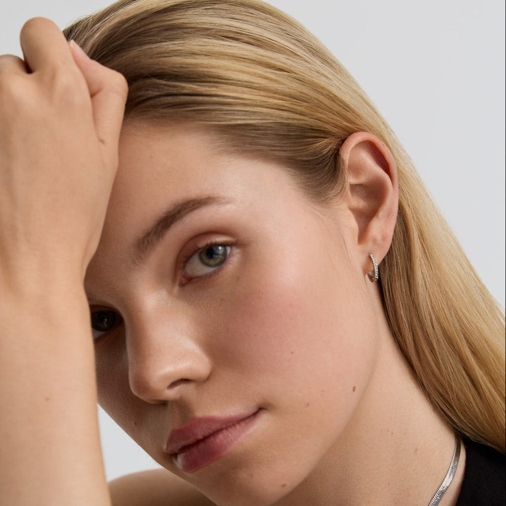 D.Louise Gold Tennis Huggie Hoop Earrings