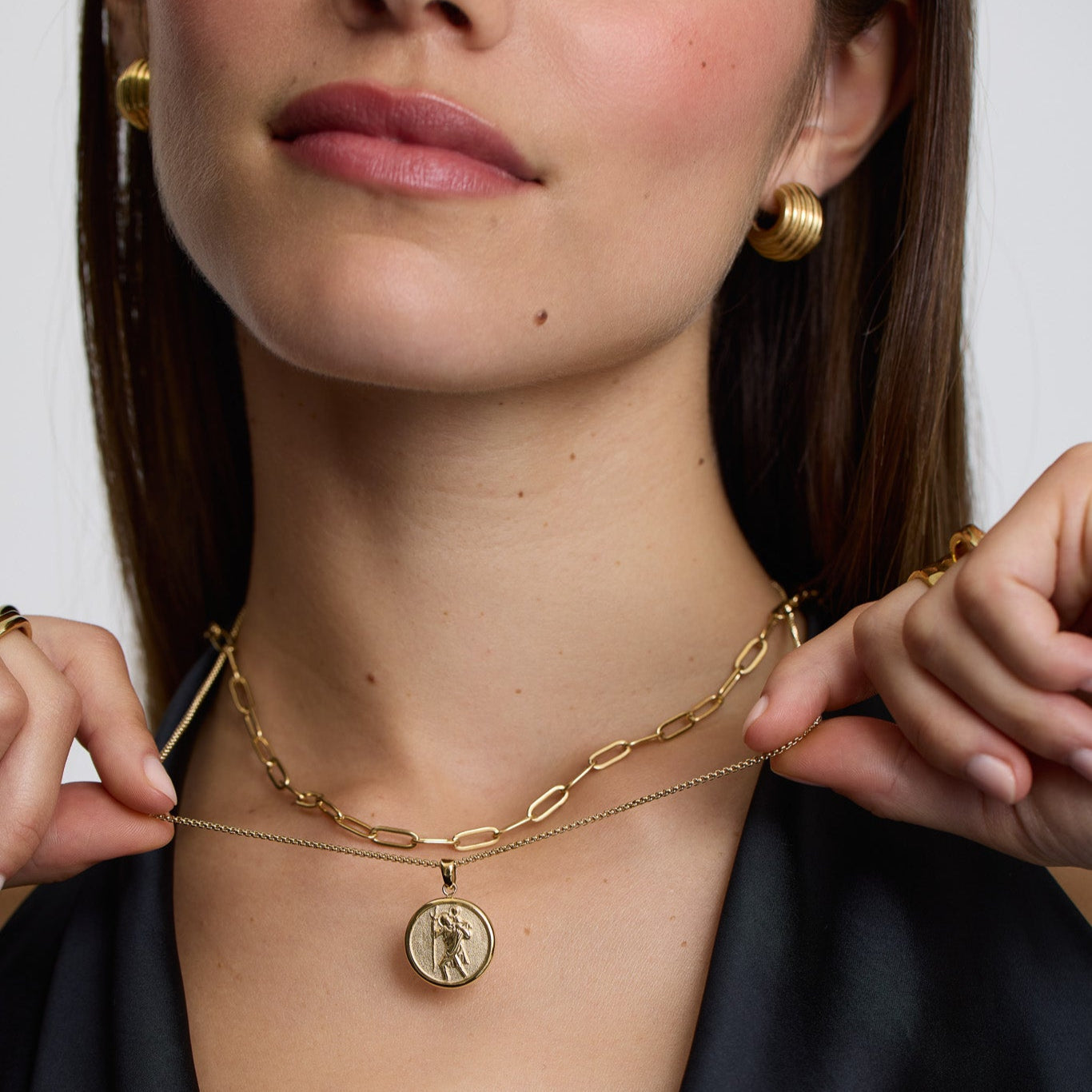 D.LOUISE Gold St. Christopher Talisman Necklace