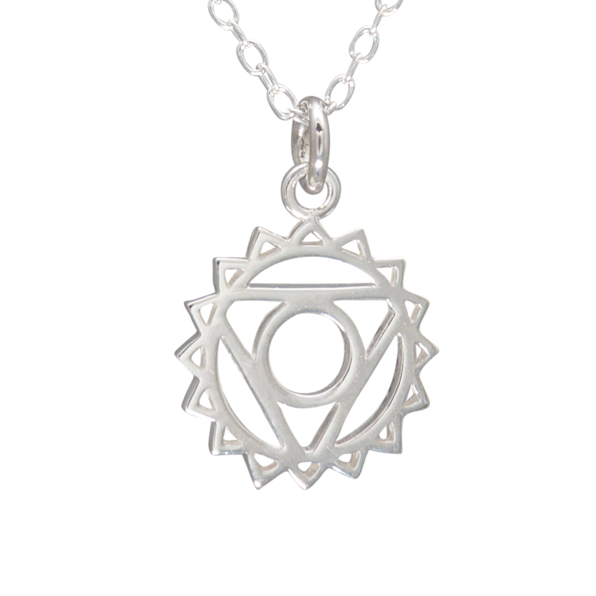 Mantra Jewellery Throat Chakra Necklace in Sterling Silver