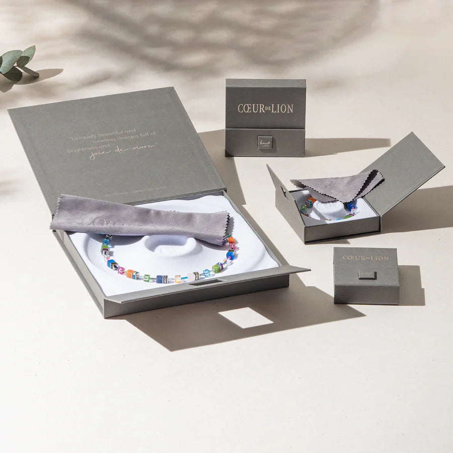 GeoCUBE Iconic Precious Earrings in Gold & Festive Red