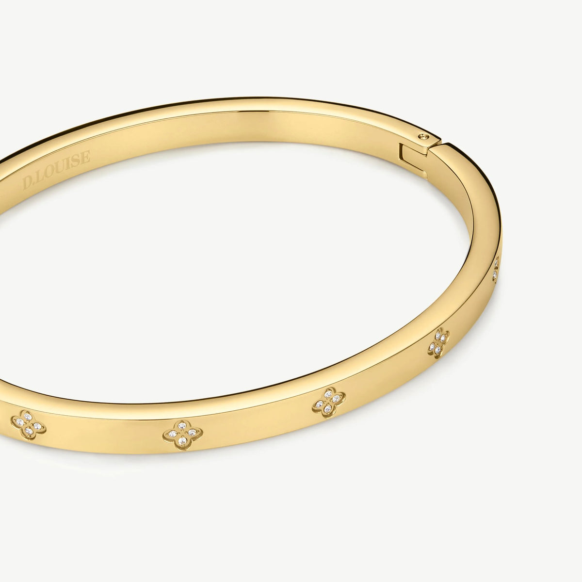 D.LOUISE Gold Slim Clover Bangle