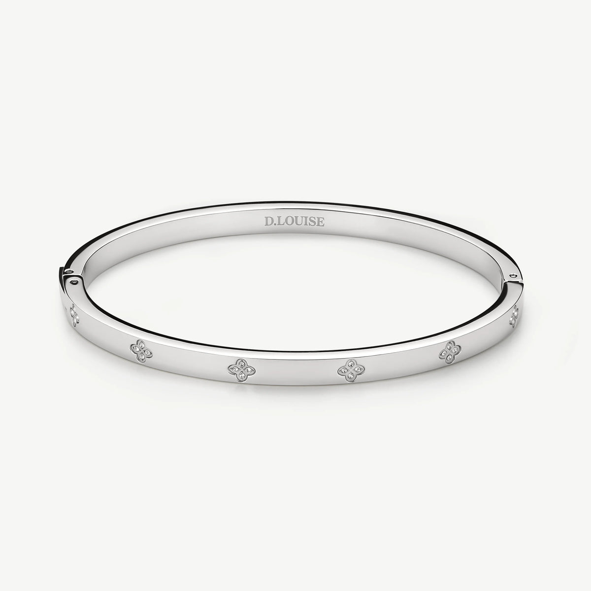 D.LOUISE Silver Slim Clover Bangle