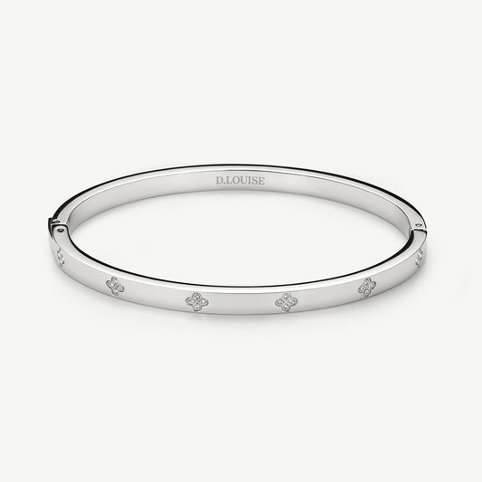 Silver Slim Clover Bangle