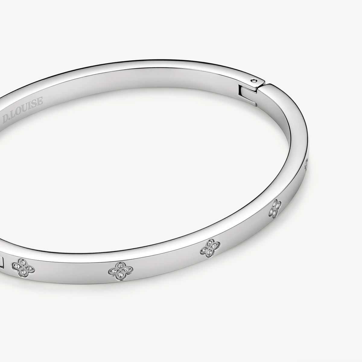 Silver Slim Clover Bangle