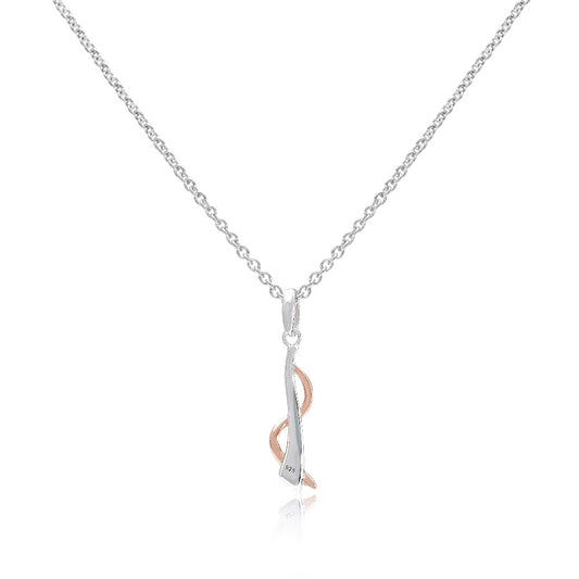 Silver & Rose Gold Vermeil Twist Pendant Necklace