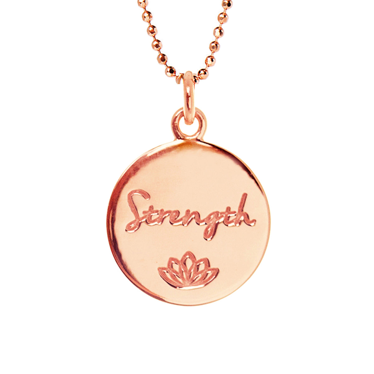 Mantra Jewellery Strength Disc Necklace in Rose Gold