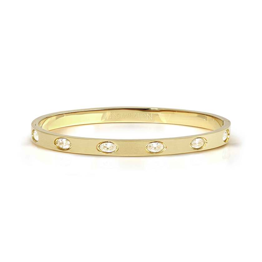 Nomination Pretty Bangles Satinshine Medium Bracelet in Gold with 6 White Oval CZ