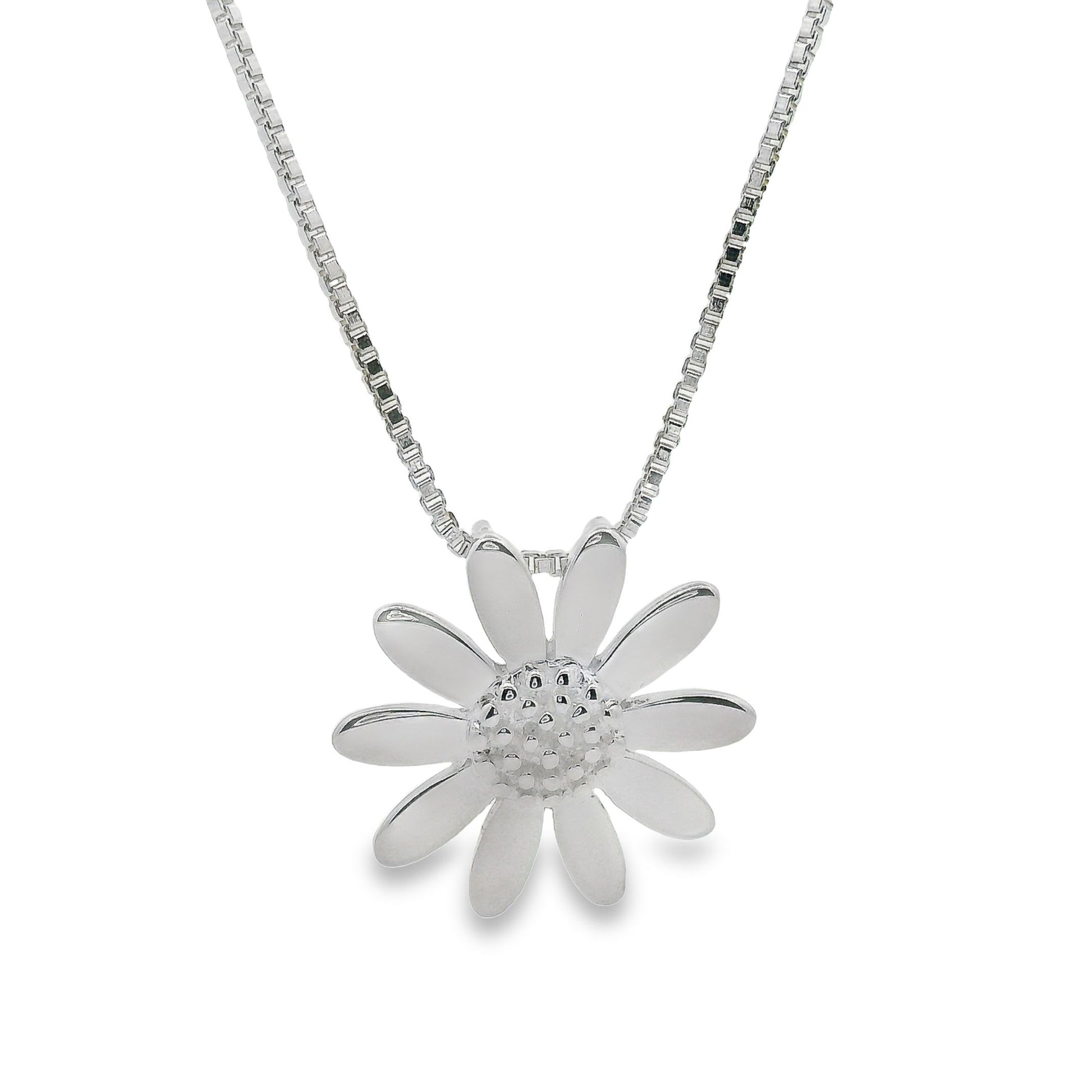 Grace & Co Silver Daisy Pendant Necklace
