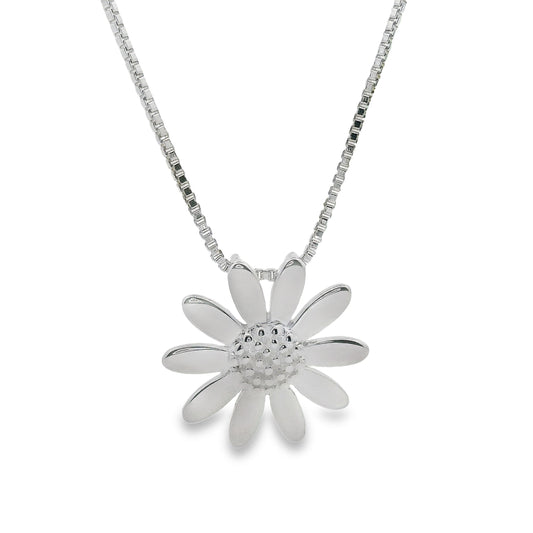 Silver Daisy Pendant Necklace