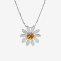 Silver & Gold Single Daisy Pendant Necklace