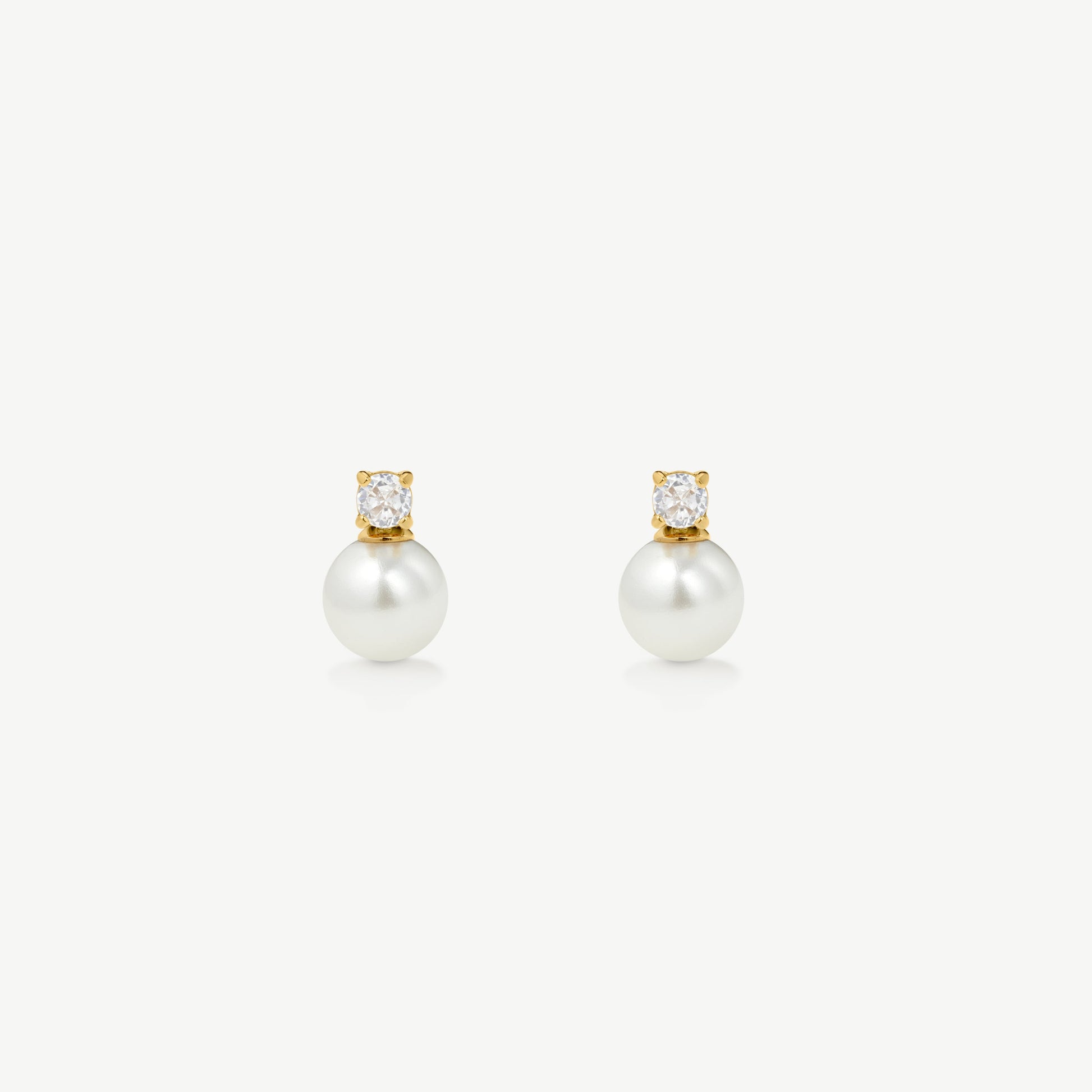 D.Louise Gold Bridal Pearl Drop Earrings